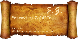 Petrovity Zalán névjegykártya